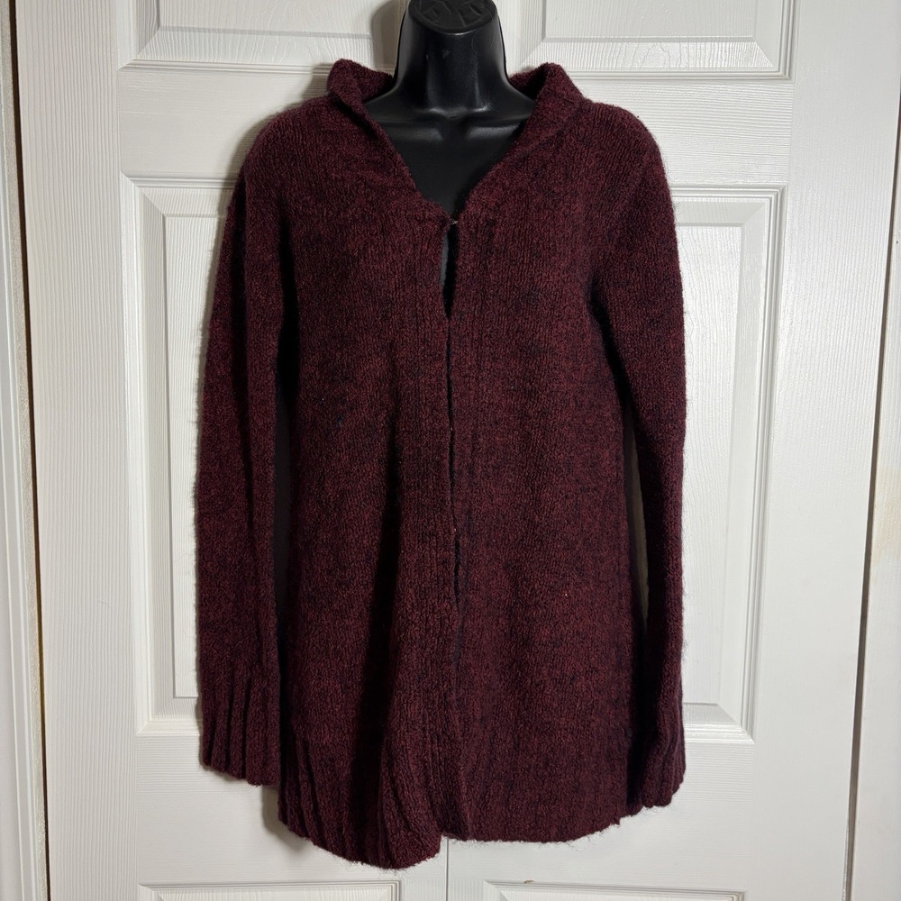 Vintage Free People Mohair Blend Cardigan Women M Burgundy Marled Y2K Tight Knit